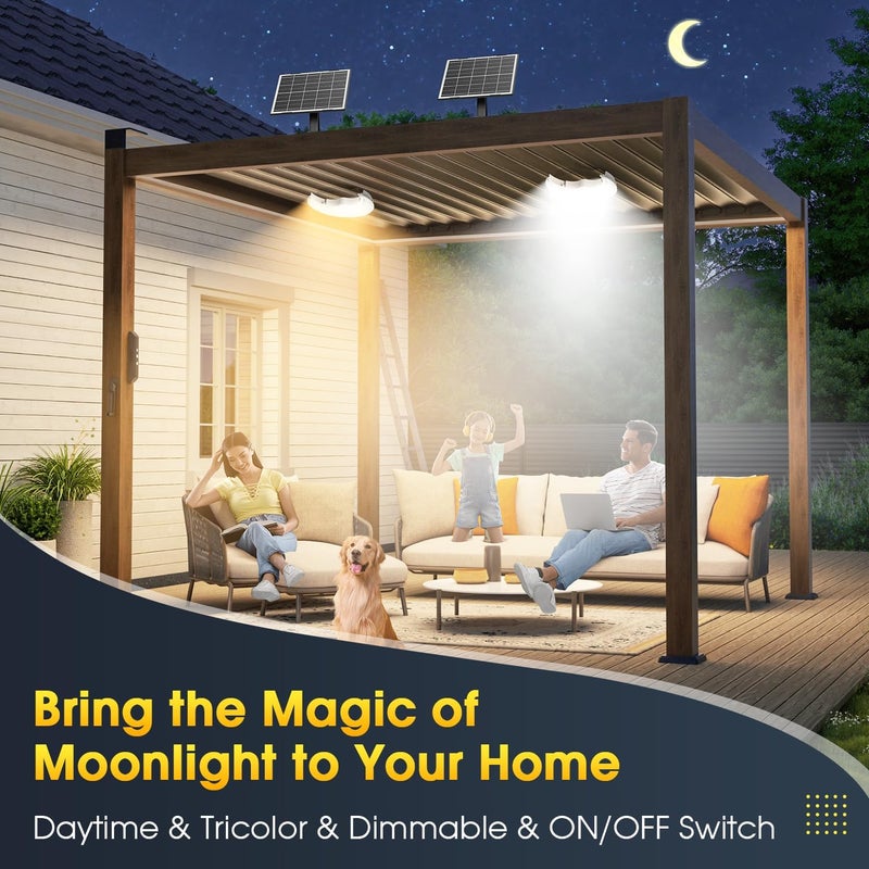 SunBonar Solar Moon Lights Indoor/Outdoor, Solar Shed Light with On/Off Switch & Remote & Timer, Daytime & Night Dimmable 3200K/4000K/6000K, Easy to Use Ceiling Lights for Patio Porch Balcony Garden - Image 3